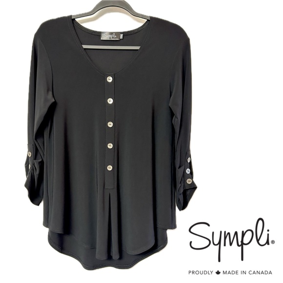 Sympli Unity Henley Tunic Black/Silver Buttons Size 10 - Picture 1 of 14